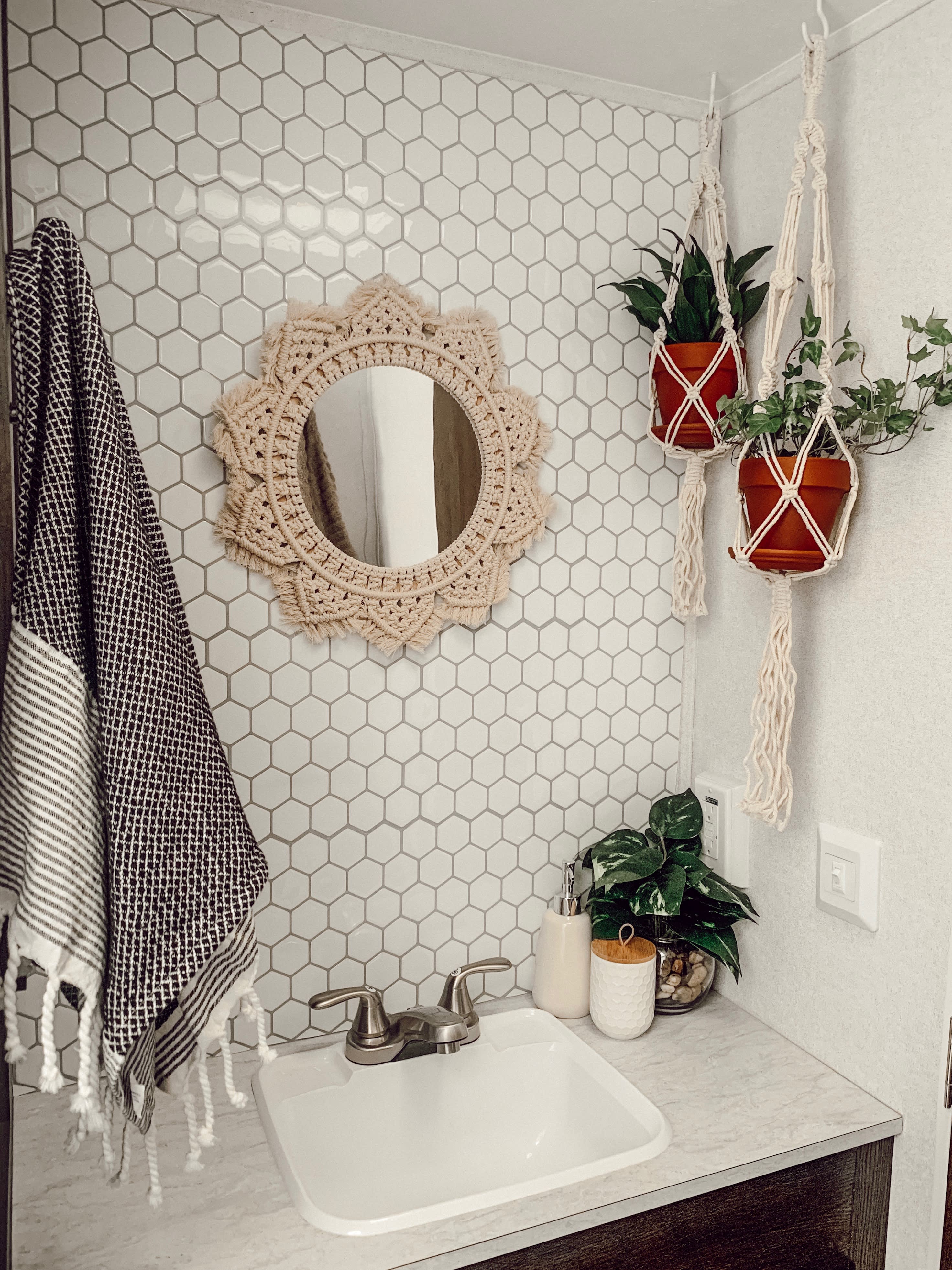 blue boho bathroom